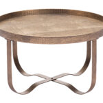 Modern Brass Coffee Table with Round Top and Steel Frame