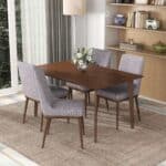 Brown Solid Wood Rectangular Dining Table Mid-Century Modern Design