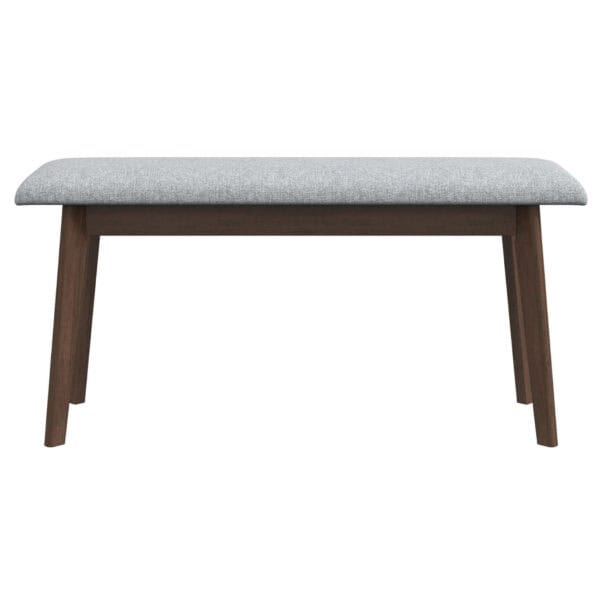 Grey Fabric Upholstered Solid Wood Bench with Removable Legs 36 Inch