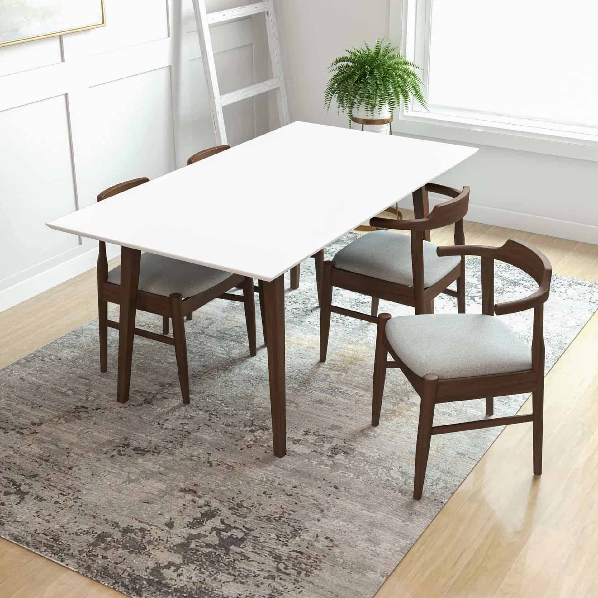 White Solid Wood Rectangular Dining Table 63 Inch 3 White Solid Wood Rectangular Dining Table 63 Inch - Image 3