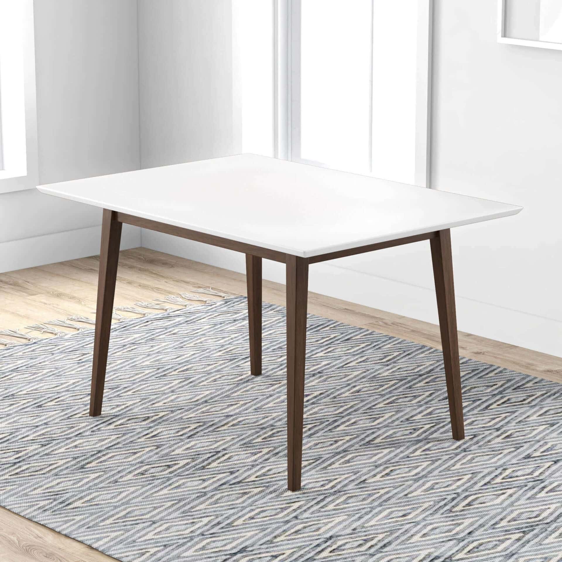 White Solid Wood Rectangular Dining Table 63 Inch 2 White Solid Wood Rectangular Dining Table 63 Inch - Image 2