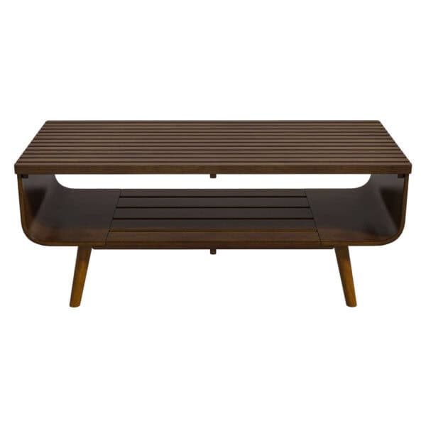 Brown Solid Wood Space-Saving Two Tier Coffee Table