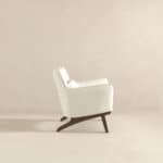 Mid Century Modern Beige Boucle Armchair With Wood Legs
