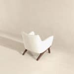 Mid Century Modern Beige Boucle Armchair With Wood Legs