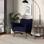 Grey Boucle Mid Century Modern Armchair With Round Arms