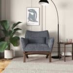 Grey Linen Mid Century Modern Armchair for Living Room