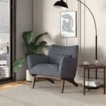 Grey Linen Mid Century Modern Armchair for Living Room