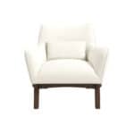 Mid Century Modern Beige Boucle Armchair With Wood Legs