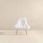 White Boucle Mid-Century Modern Lounge Chair