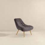 Grey Boucle Mid-Century Modern Lounge Chair with Removable Legs