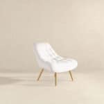 White Boucle Mid-Century Modern Lounge Chair