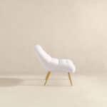 White Boucle Mid-Century Modern Lounge Chair