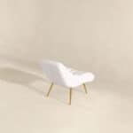 White Boucle Mid-Century Modern Lounge Chair