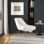 White Boucle Mid-Century Modern Lounge Chair