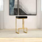 Black Fabric Mid Century Modern Backless Bar Stool