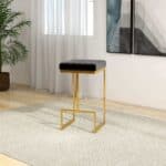 Black Velvet Mid-Century Modern Backless Metal Leg Bar Stool