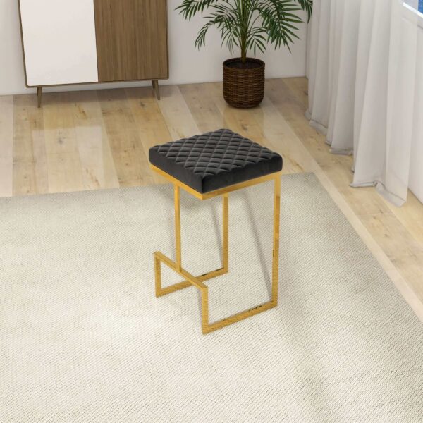 Black Fabric Mid Century Modern Backless Bar Stool