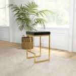 Black Fabric Mid Century Modern Backless Bar Stool