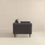 Grey Velvet Mid-Century Armchair with Walnut-Finished Legs