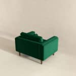 Green Velvet Mid-Century Modern Lounge Chair with Walnut Legs