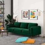 Green Velvet Mid Century Modern Sofa With Removable Legs