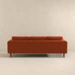 Orange Velvet Mid Century Modern Sofa with Removable Legs