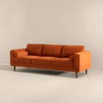 Orange Velvet Mid Century Modern Sofa with Removable Legs