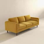 Yellow Velvet Mid Century Modern Sofa with Removable Legs