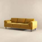 Yellow Velvet Mid Century Modern Sofa with Removable Legs