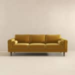 Yellow Velvet Mid Century Modern Sofa with Removable Legs