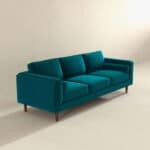 Teal Velvet Mid Century Modern Amber Sofa