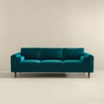 Teal Velvet Mid Century Modern Amber Sofa