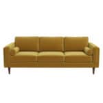 Yellow Velvet Mid Century Modern Sofa with Removable Legs