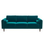 Teal Velvet Mid Century Modern Amber Sofa