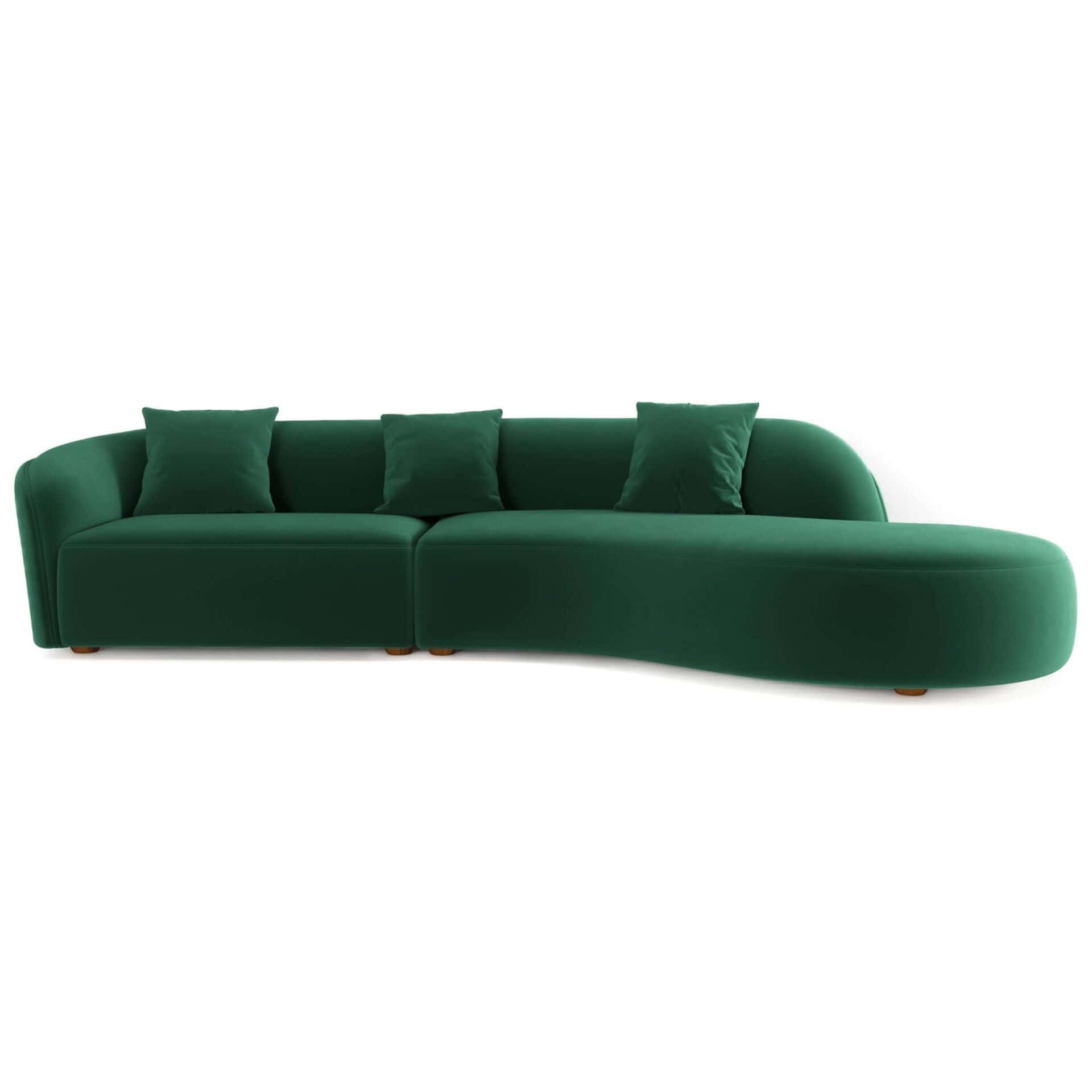 Green Velvet Curvy Sectional Sofa 126 Inches 1 Green Velvet Curvy Sectional Sofa 126 Inches