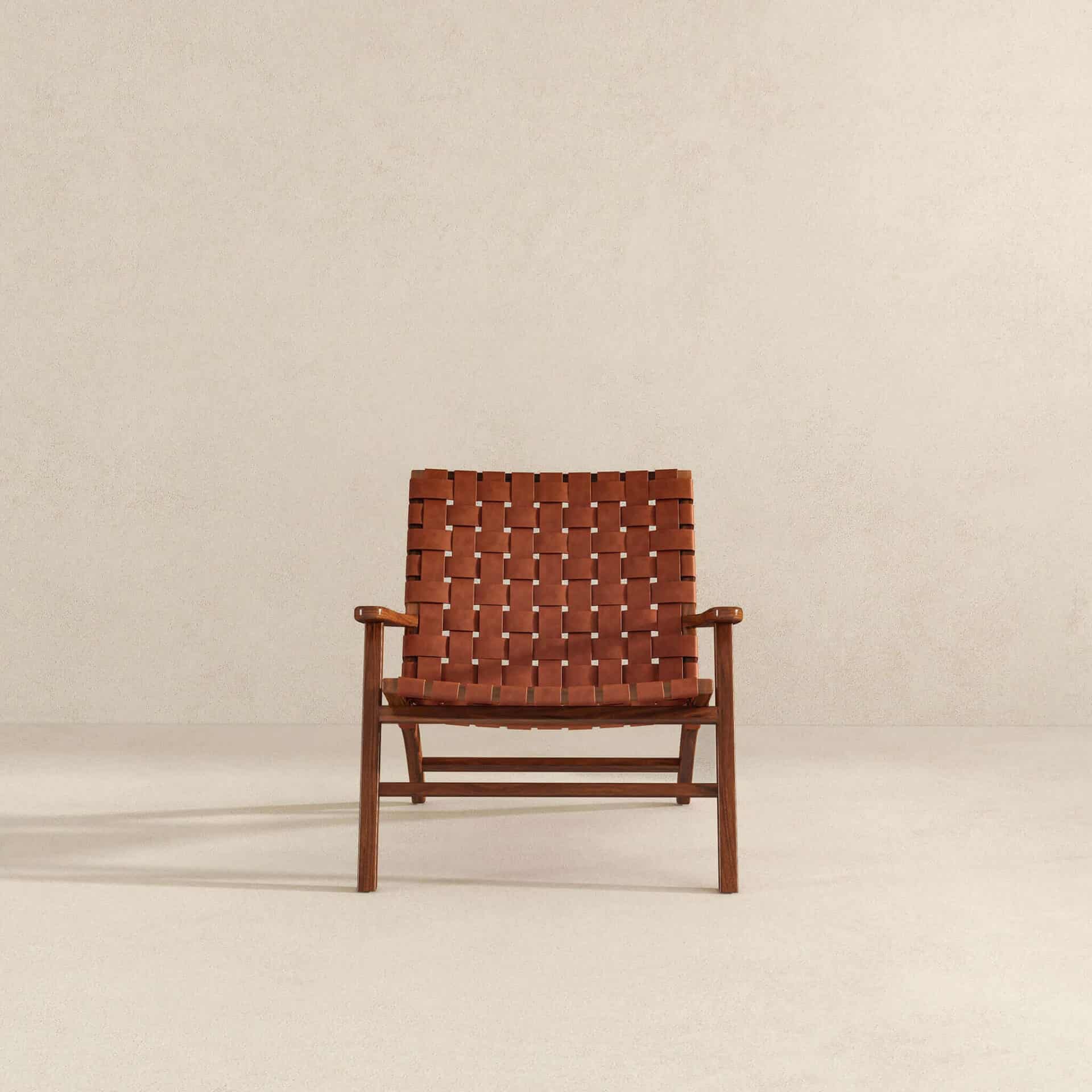 Tan Leather Mid-Century Modern Lounge Chair with Rolled Arms 5 Tan Leather Mid-Century Modern Lounge Chair with Rolled Arms - Image 5