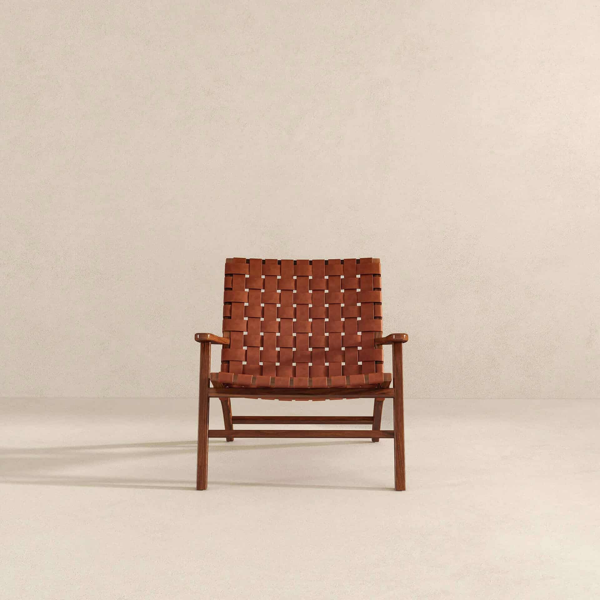 Tan Leather Mid-Century Modern Lounge Chair with Rolled Arms 13 Tan Leather Mid-Century Modern Lounge Chair with Rolled Arms