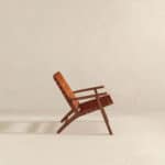 Tan Leather Mid-Century Modern Lounge Chair with Rolled Arms 16 Tan Leather Mid-Century Modern Lounge Chair with Rolled Arms