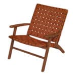 Tan Leather Mid-Century Modern Lounge Chair with Rolled Arms 9 Tan Leather Mid-Century Modern Lounge Chair with Rolled Arms