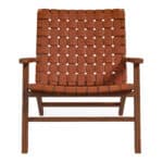 Tan Leather Mid-Century Modern Lounge Chair with Rolled Arms 10 Tan Leather Mid-Century Modern Lounge Chair with Rolled Arms