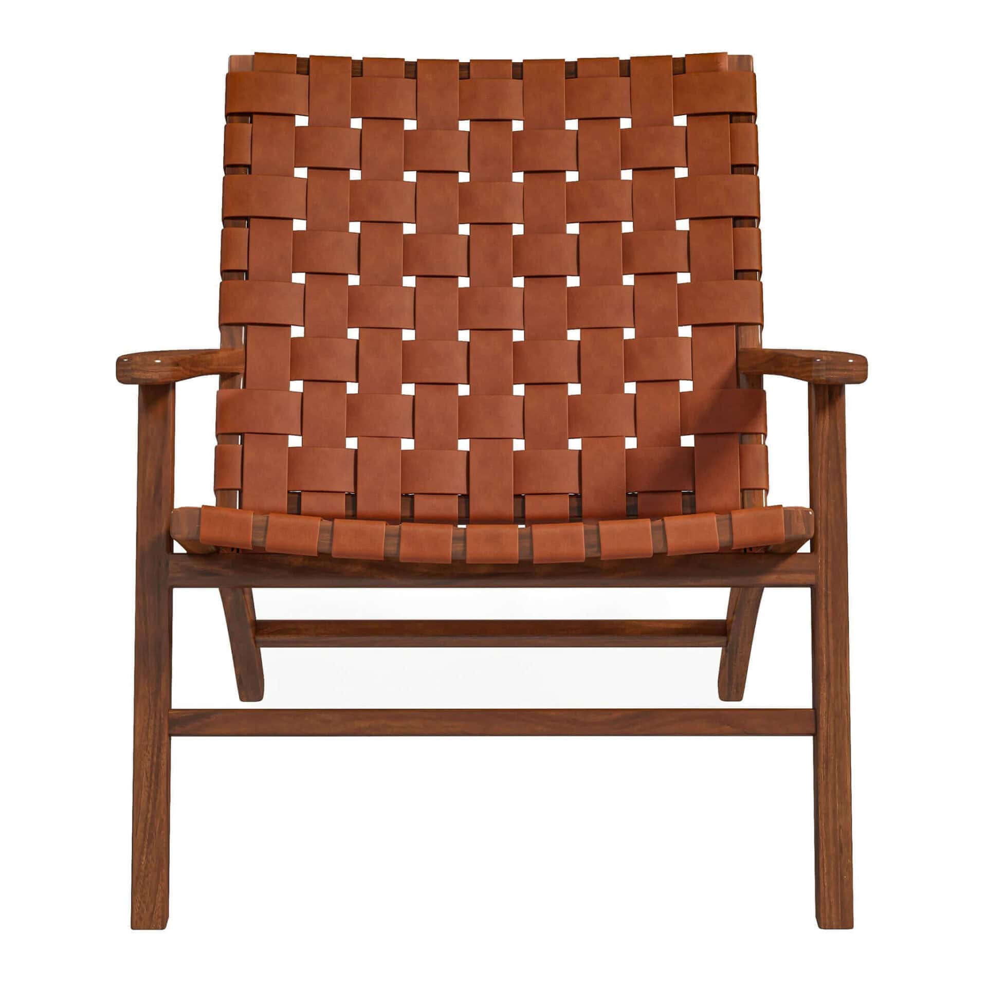 Tan Leather Mid-Century Modern Lounge Chair with Rolled Arms 2 Tan Leather Mid-Century Modern Lounge Chair with Rolled Arms - Image 2