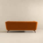 Blue Velvet Mid-Century Modern Sofa with Solid Wood Base