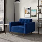 Blue Velvet Mid-Century Modern Lounge Chair