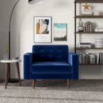 Blue Velvet Mid-Century Modern Lounge Chair