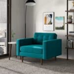 Teal Velvet Mid-Century Modern Lounge Chair With Walnut Legs