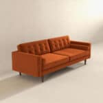Mid Century Modern Orange Velvet Sofa with Removable Legs