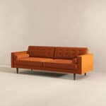 Mid Century Modern Orange Velvet Sofa with Removable Legs