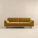 Gold Velvet Mid Century Modern Sofa with Removable Legs