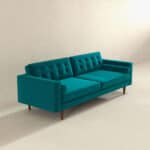 Teal Velvet Mid Century Modern Sofa with Removable Legs