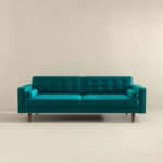 Teal Velvet Mid Century Modern Sofa with Removable Legs